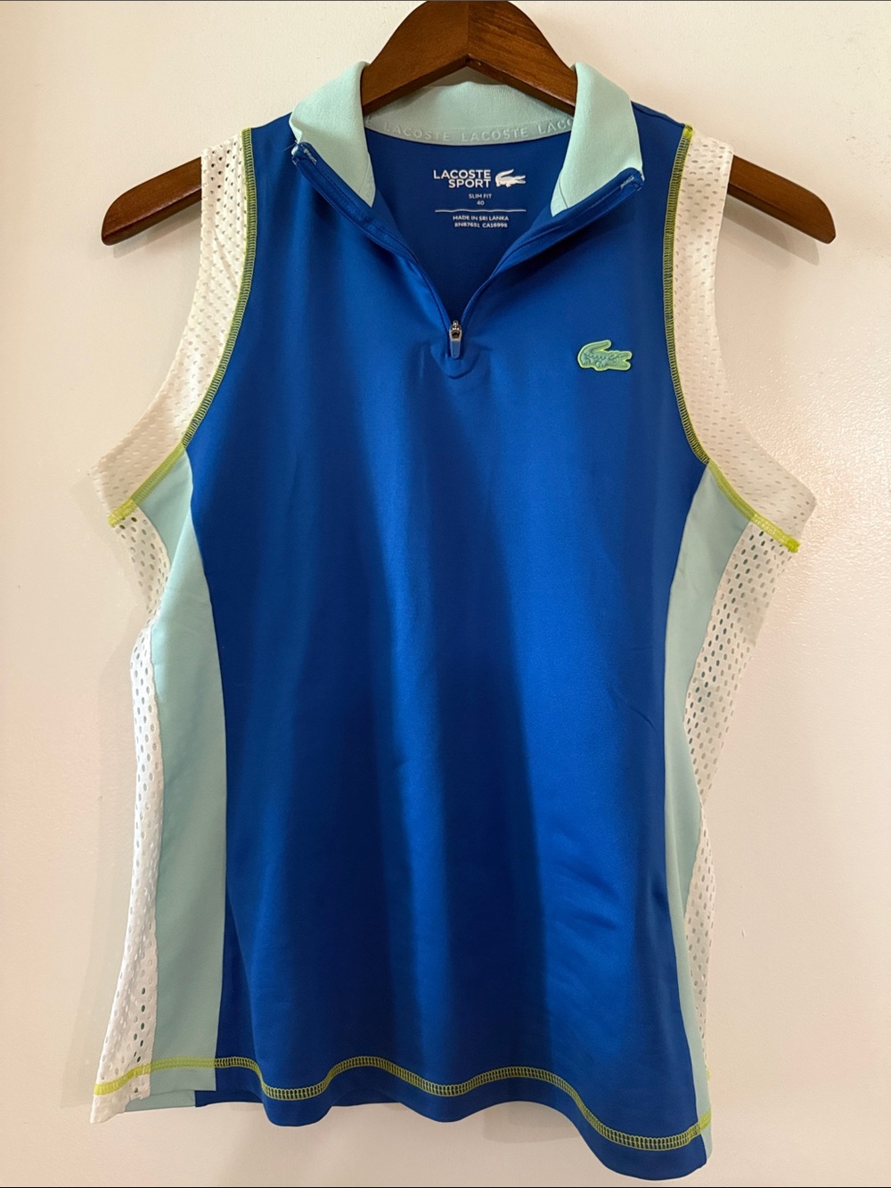 Lacoste Women's Slim Fit Ultra Dry Sleeveless Tennis Polo - Size 40